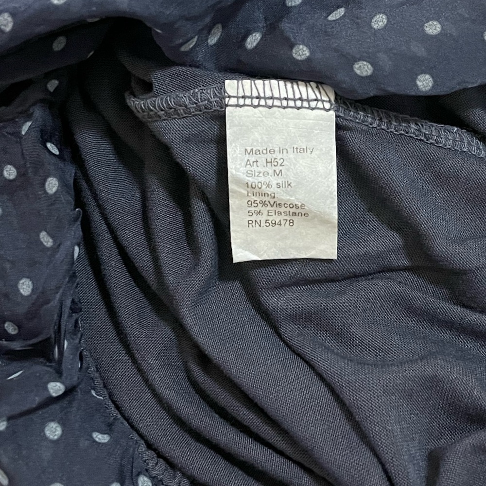 Chic Navy Sheer Blouse with Polka Dots - Picture 9 of 11